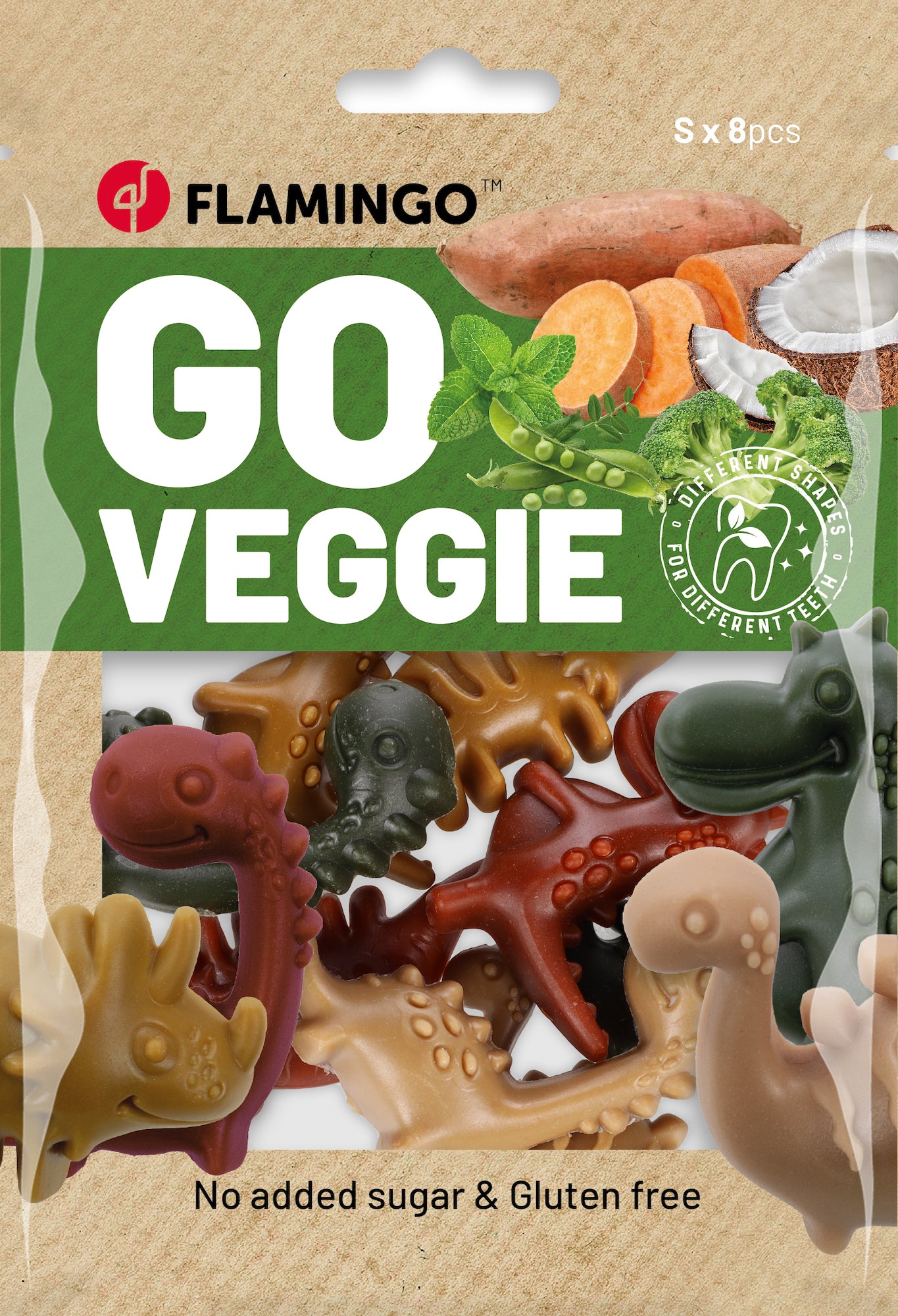 Flamingo GO Veggie Tyggesnack Til Hunden Small 8 Stk